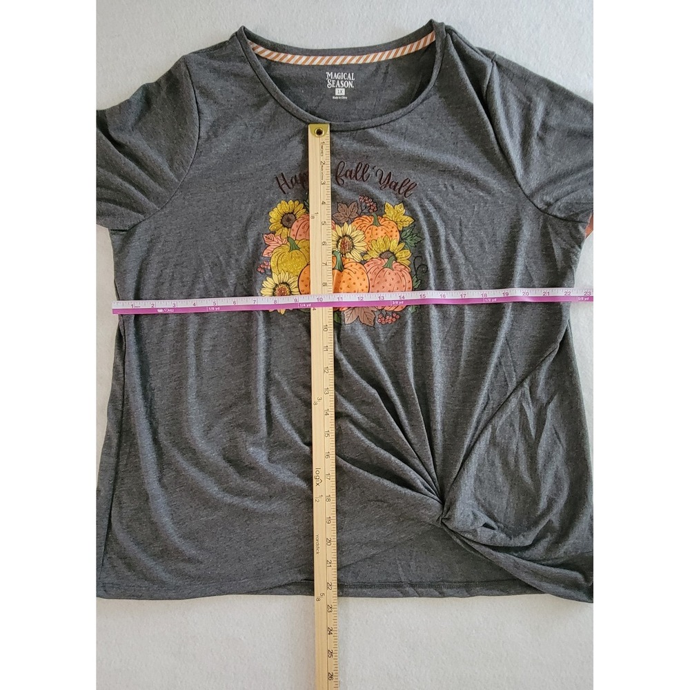 Magical Season Women's Happy Fall' Yall Pumpkin Graphic Shirt Plus 1X Gray NWT - Picture 4 of 10